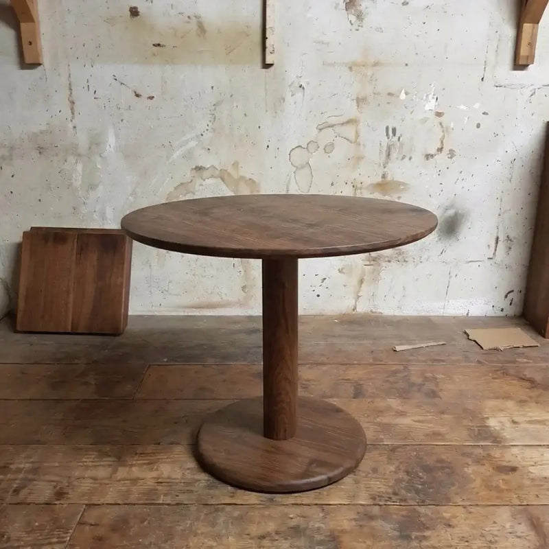 Aven Walnut Wood Dining Table – Modern Pedestal Round Design