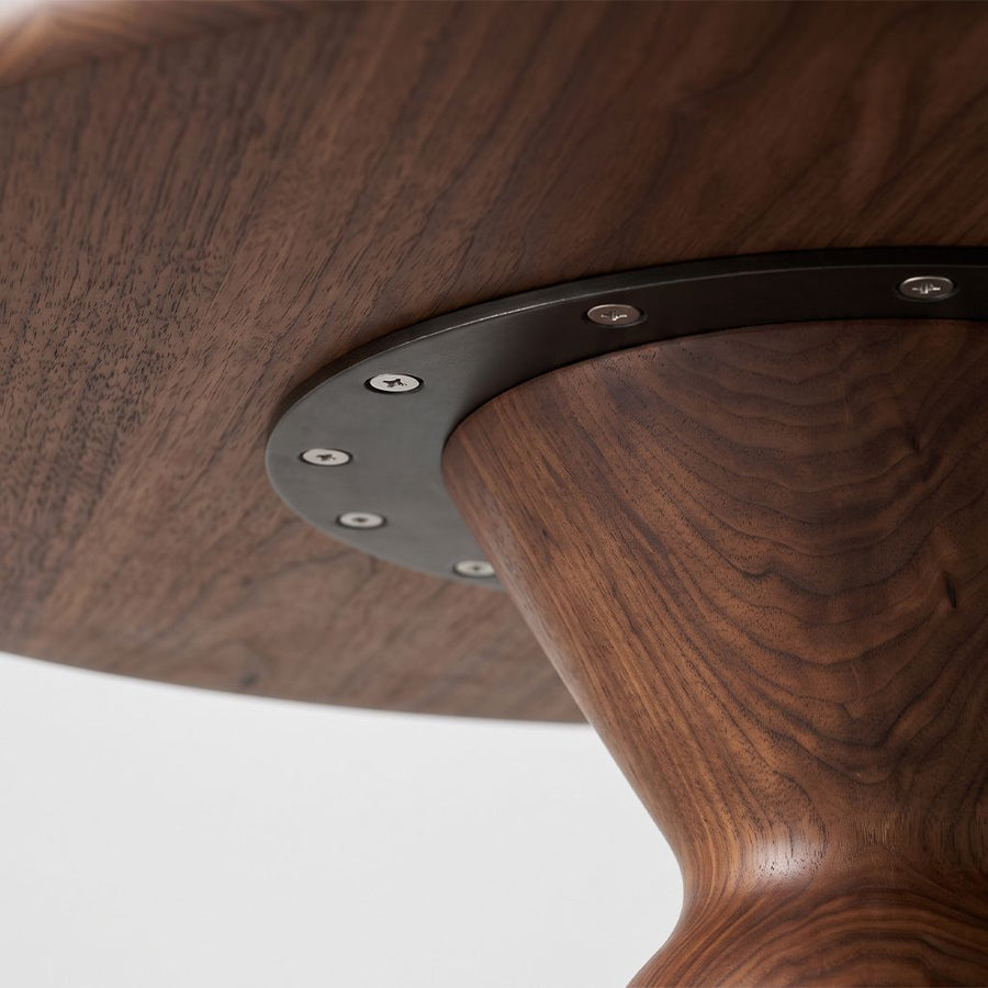 Avero Oval Solid Walnut Dining Table – Double Sculptural Pedestal Design