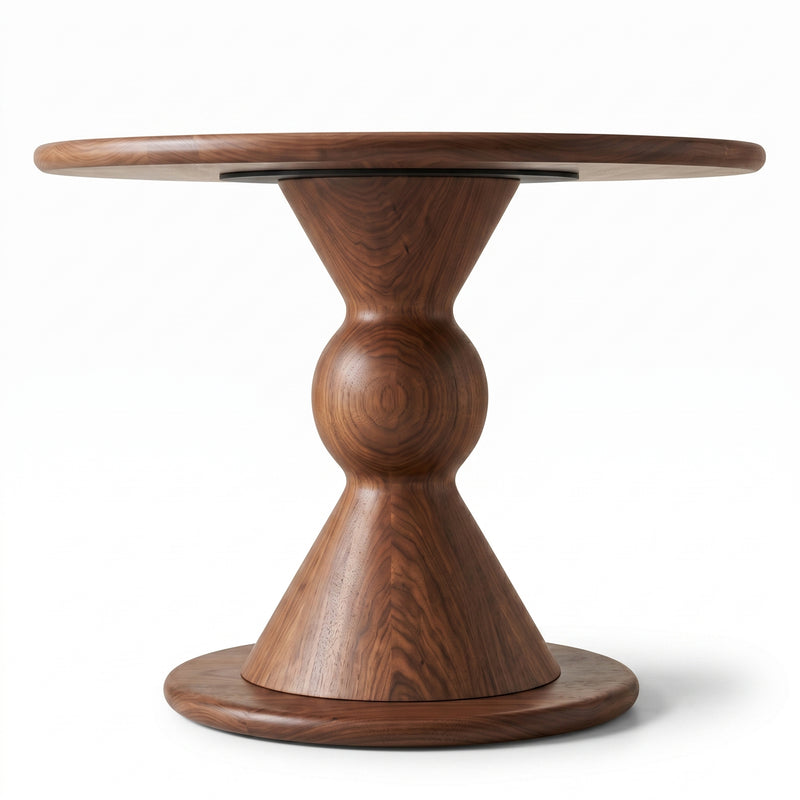 Avero Round Walnut Dining Table | Sculptural Pedestal Design