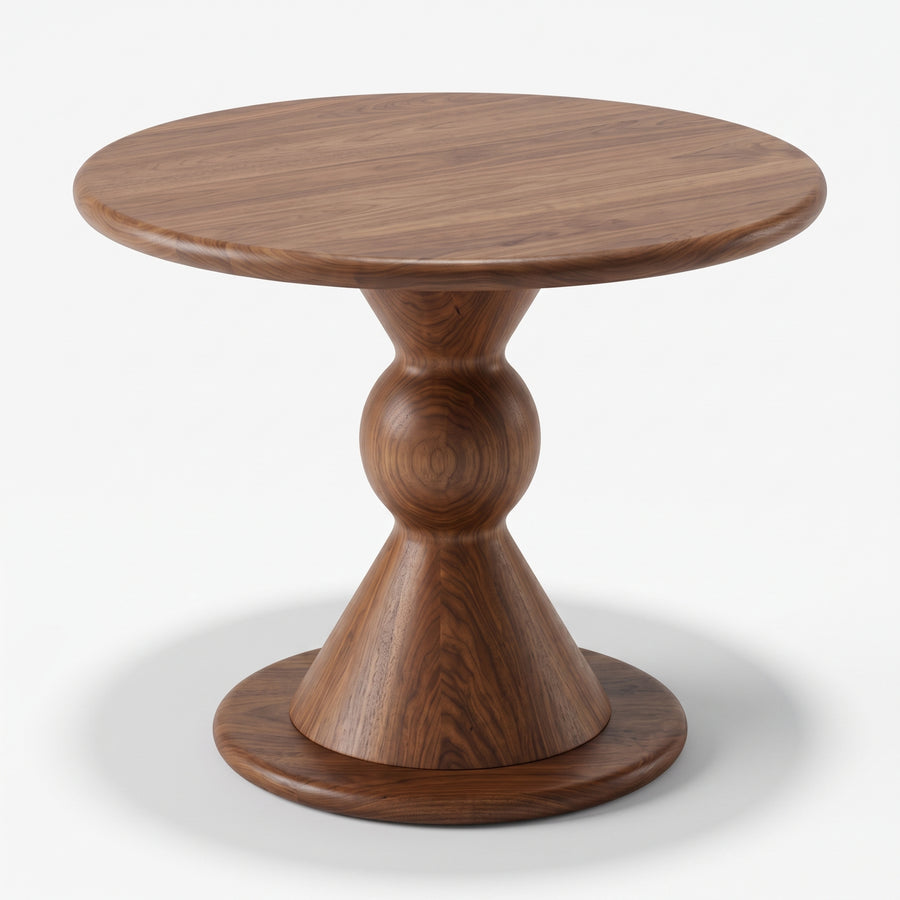Avero Round Walnut Dining Table | Sculptural Pedestal Design