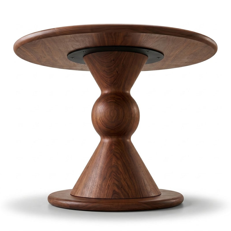 Avero Round Walnut Dining Table | Sculptural Pedestal Design