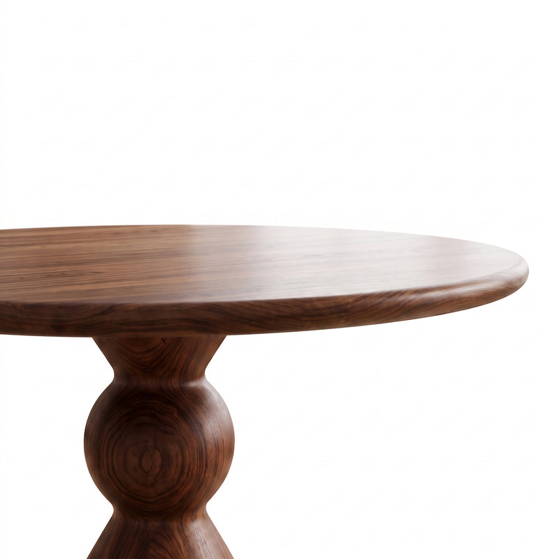Avero Round Walnut Dining Table | Sculptural Pedestal Design