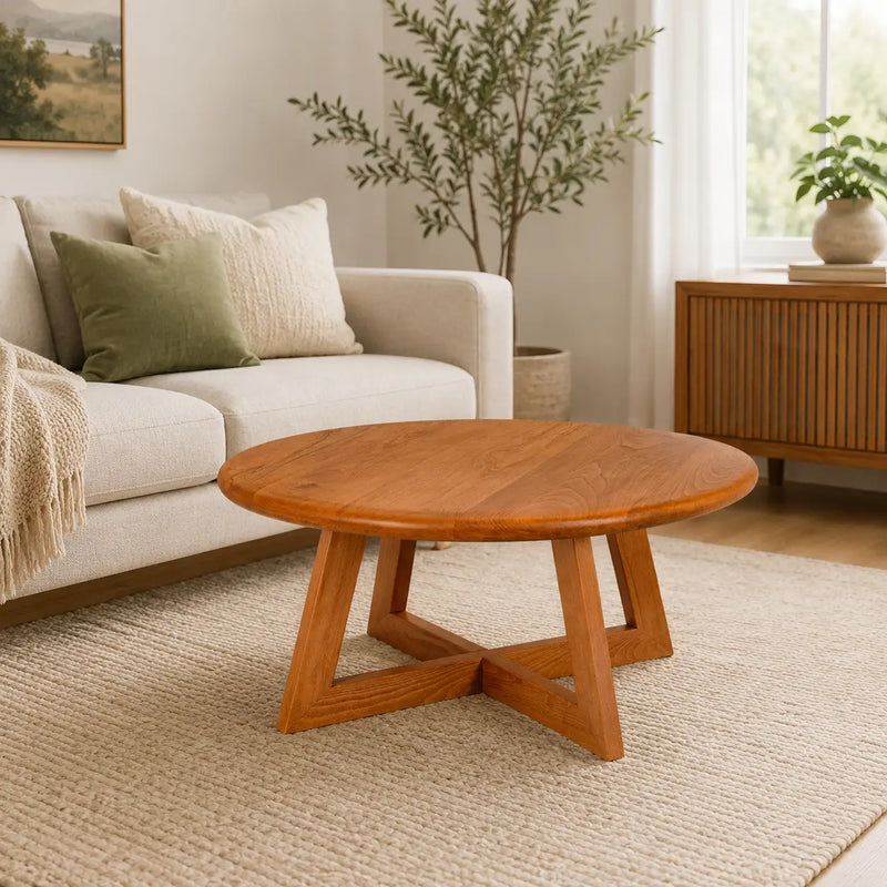 Axis Modern Round Coffee Table | Timeless Solid Wood Design