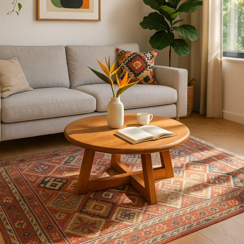 Axis Modern Round Coffee Table | Timeless Solid Wood Design