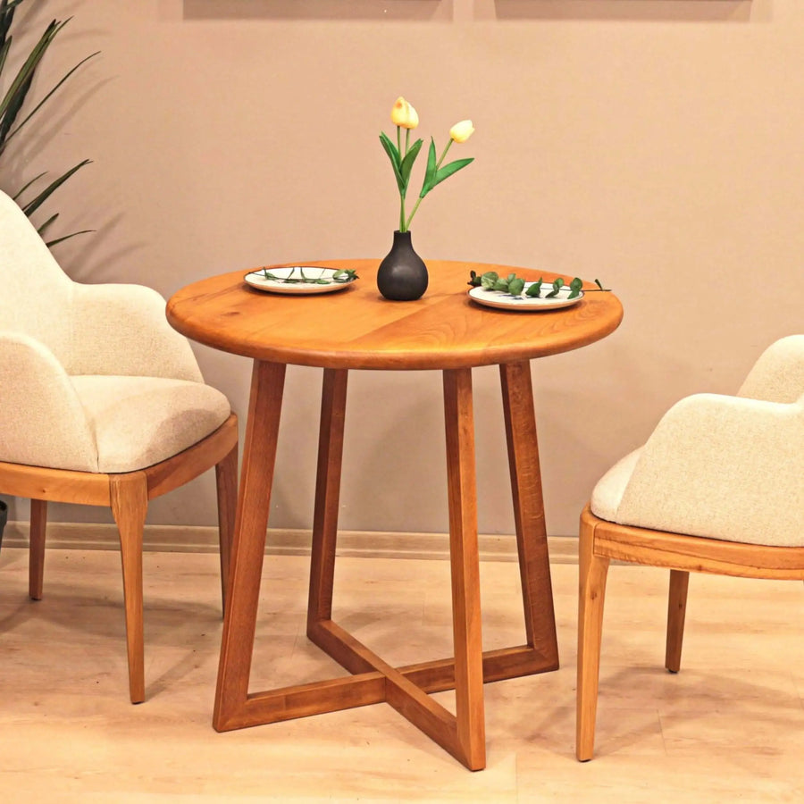 Close-up of the smooth, durable surface of the Table, highlighting the beech wood grain.