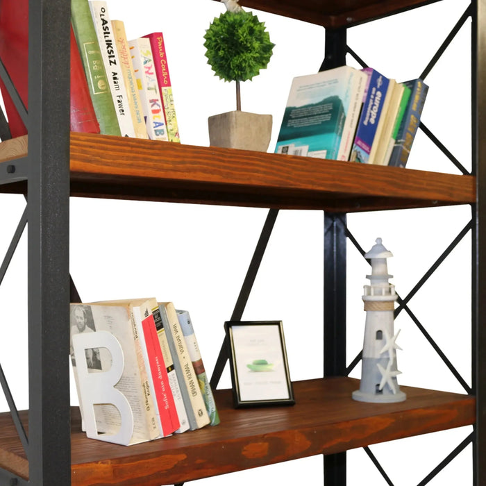 A profile shot capturing the depth and spacing of the shelves, ideal for various storage needs.