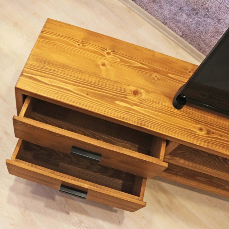 Rear view showing the neatly designed back panel with cable management features.