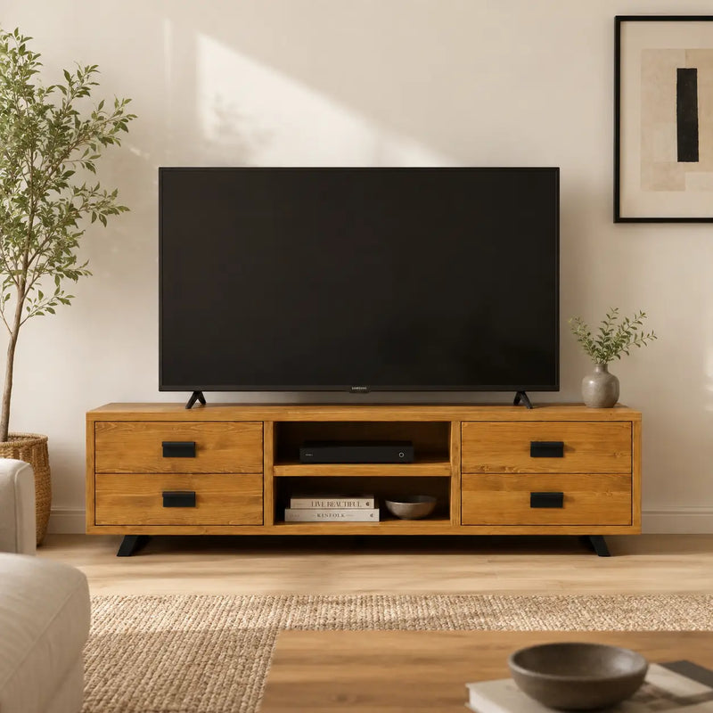 Bothell Solid Pine Wooden TV Stand