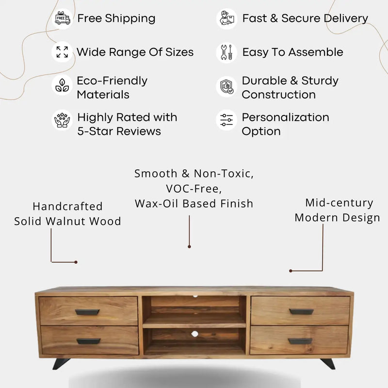Bothell Solid Walnut Wood TV Stand