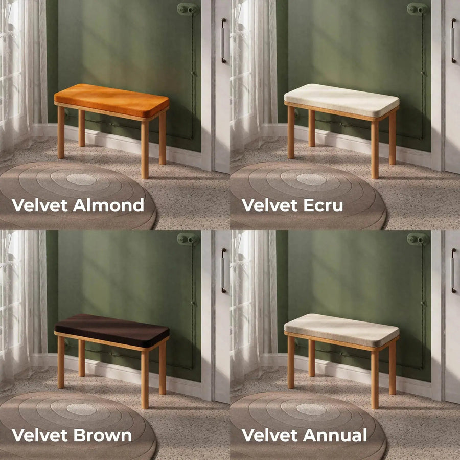 Beverly Hills Solid Beech Wood Bench | Modern Upholstered Entryway Bench Demontha