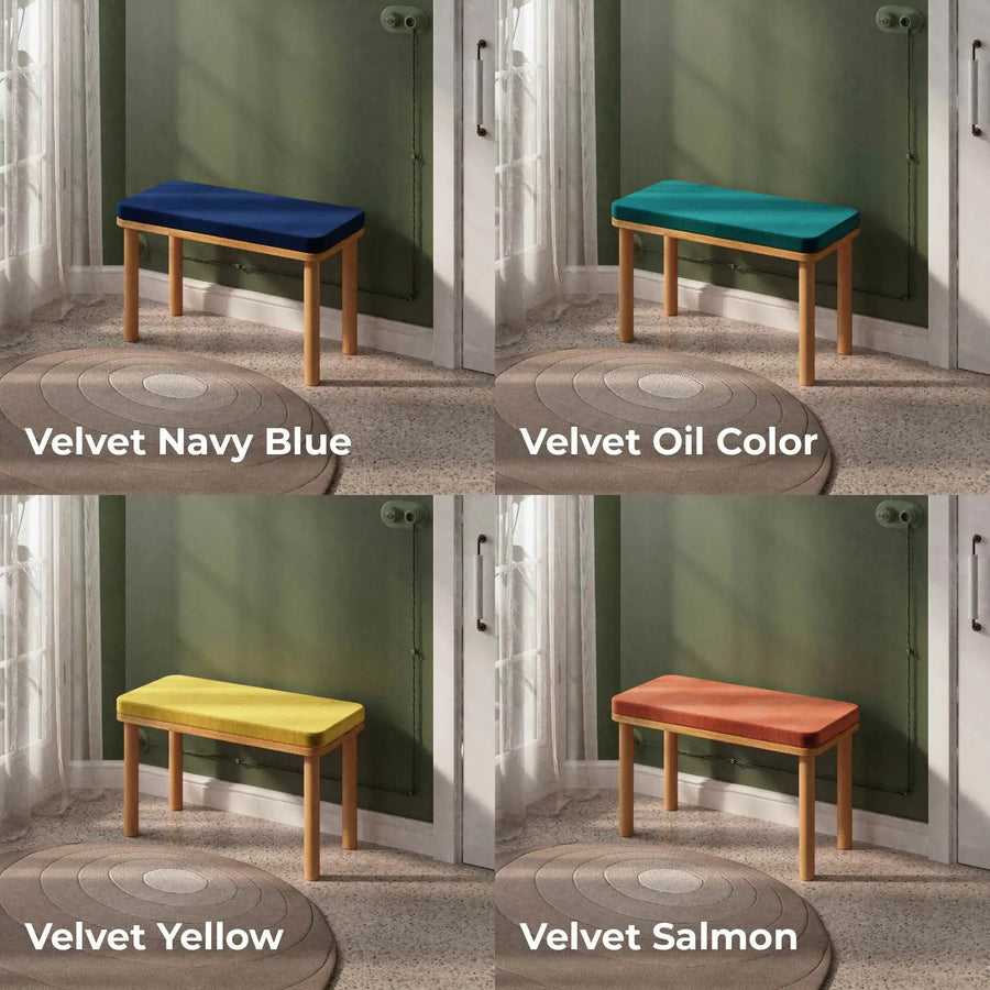 Beverly Hills Solid Beech Wood Bench | Modern Upholstered Entryway Bench Demontha