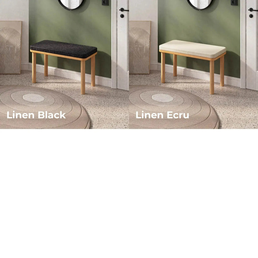 Beverly Hills Solid Beech Wood Bench | Modern Upholstered Entryway Bench Demontha