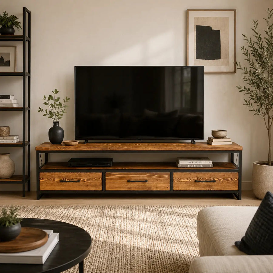 Carmen Solid Pine Wood TV Stand