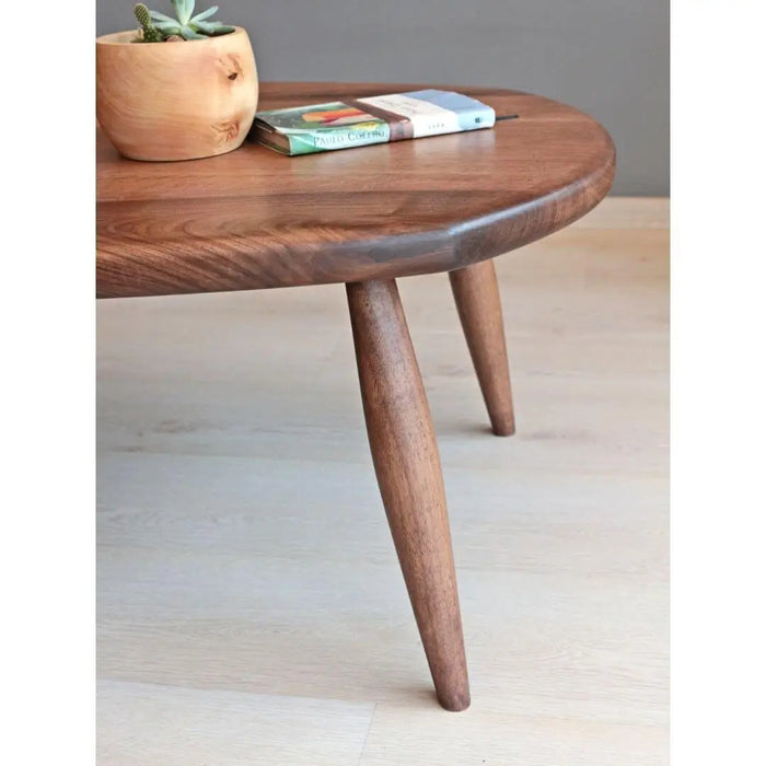 Elise Solid Walnut Wood Mid Century Oval Coffee Table