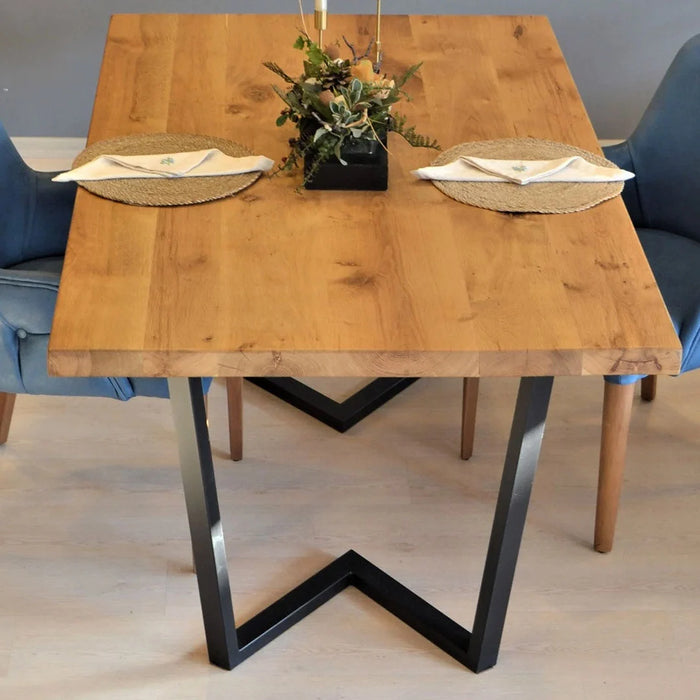 Various finish options for the table, demonstrating customization possibilities for different home styles.