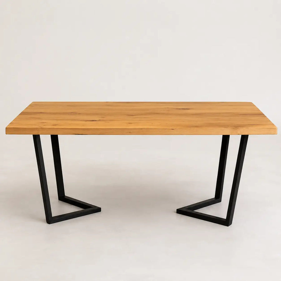 Collin Oak Dining Table | Solid Wood Rectangle Design Mozilya