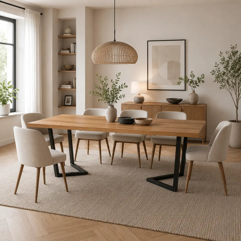 Collin Oak Dining Table | Solid Wood Rectangle Design