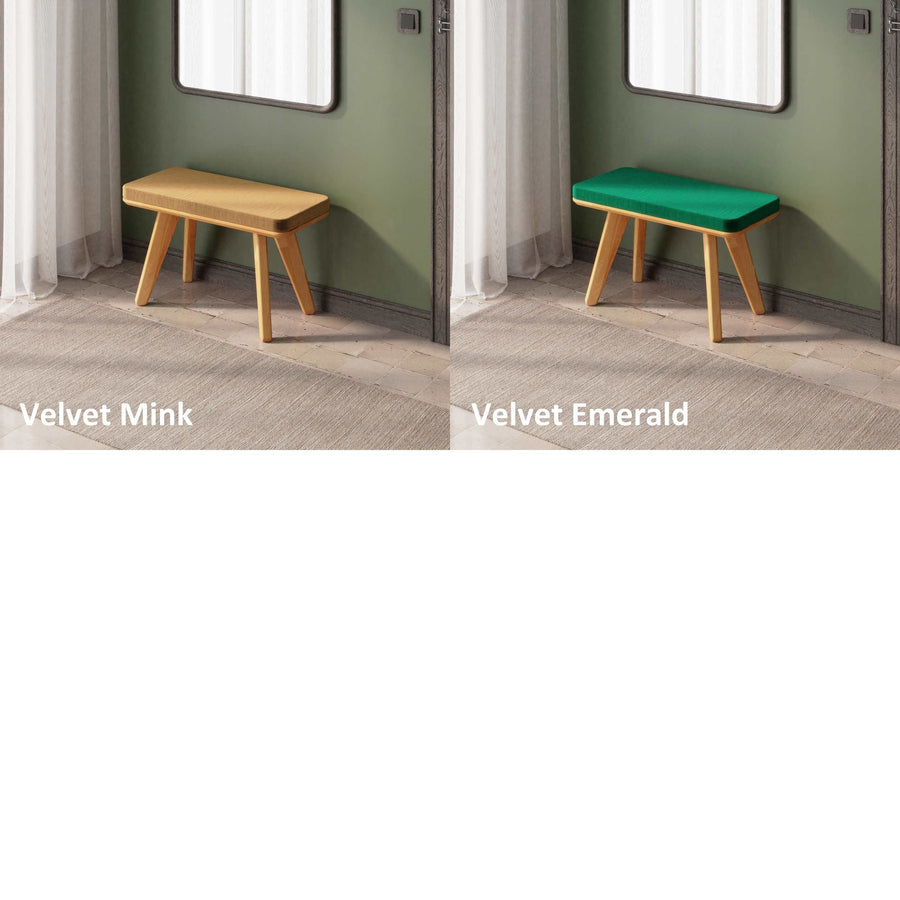 Dakota Solid Beech Wood Bench | Minimalist Upholstered Entryway Bench Demontha