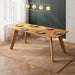 Rectangular dining table made of reclaimed wood, perfect for solid wood dining rooms.