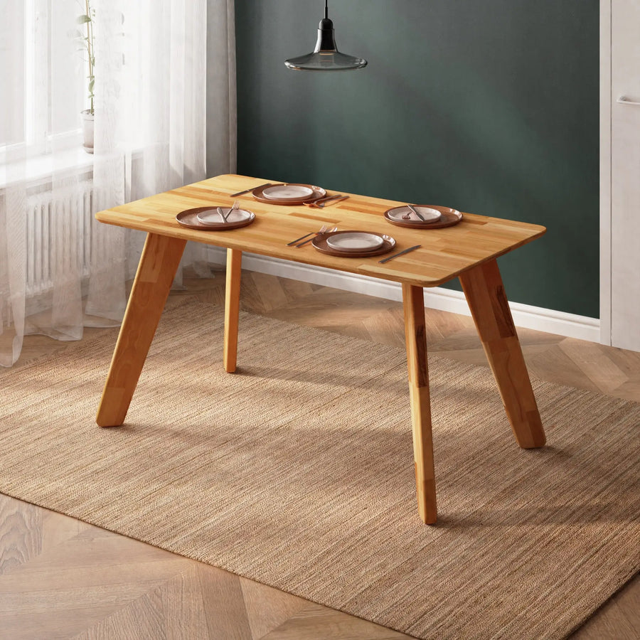 Dakota solid wood dining table with minimalist design, a perfect fit for modern and rustic dining rooms