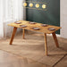 Elegant wooden dining tables featuring a blend of classic and modern design elements.
