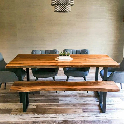 Denton Walnut Dining Room Table | Live Edge Farmhouse Design Mozilya