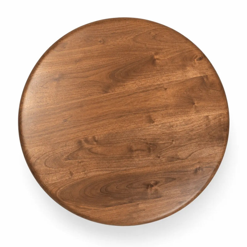 Dorel Round Walnut Dining Table with Sculptural Base – Modern Pedestal Design