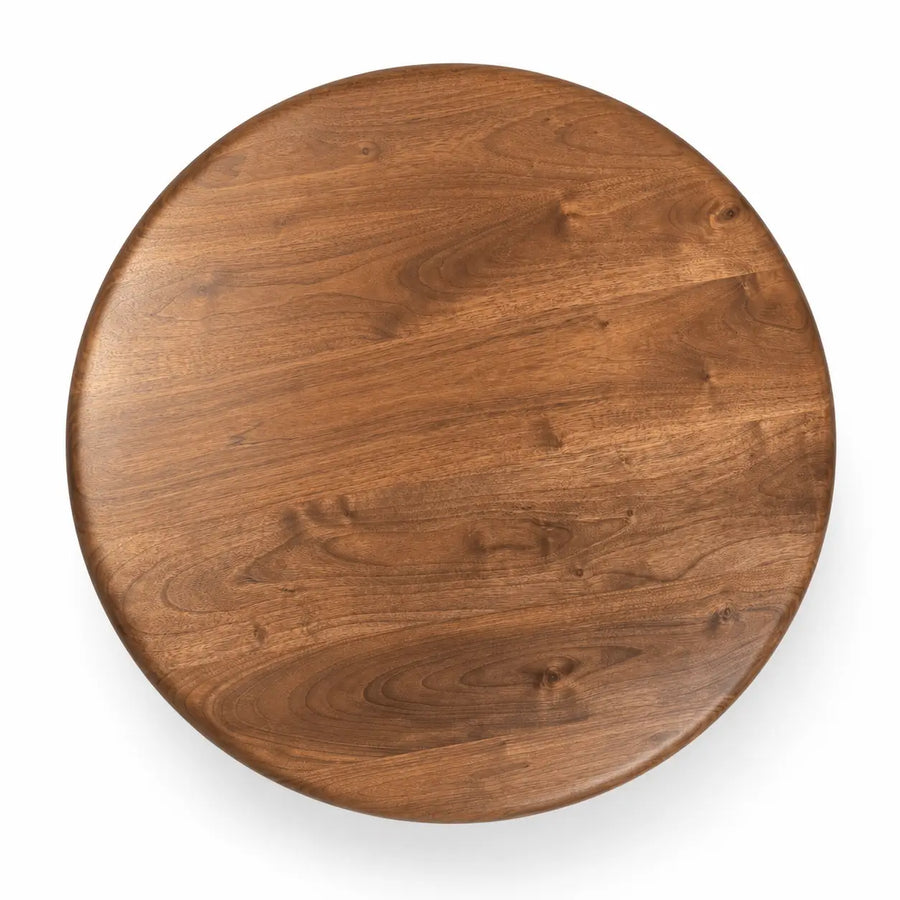 Dorel Round Walnut Dining Table with Sculptural Base – Modern Pedestal Design