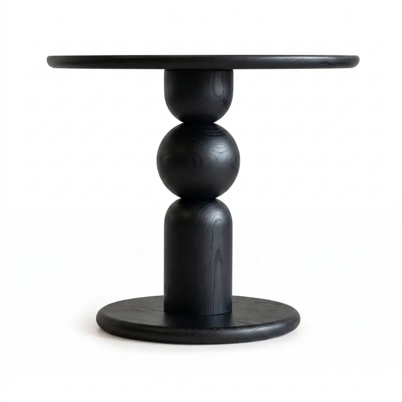 Dorel Beech Wood Round Dining Table | Modern Sculptural Pedestal | Black Color