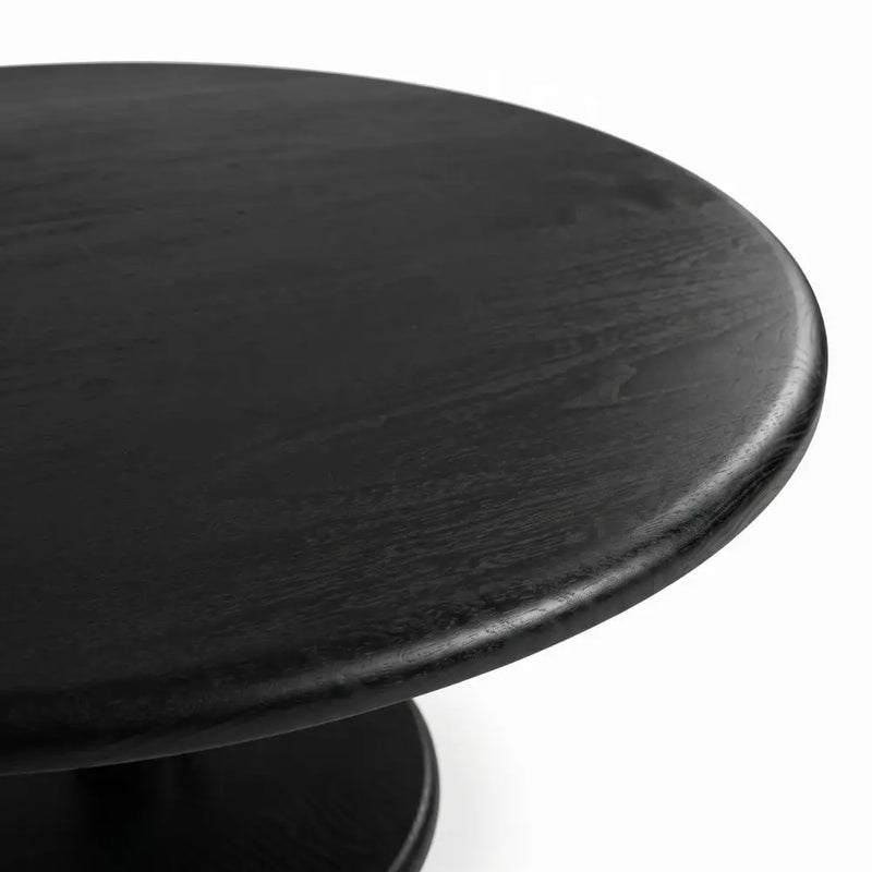 Dorel Beech Wood Round Dining Table | Modern Sculptural Pedestal | Black Color