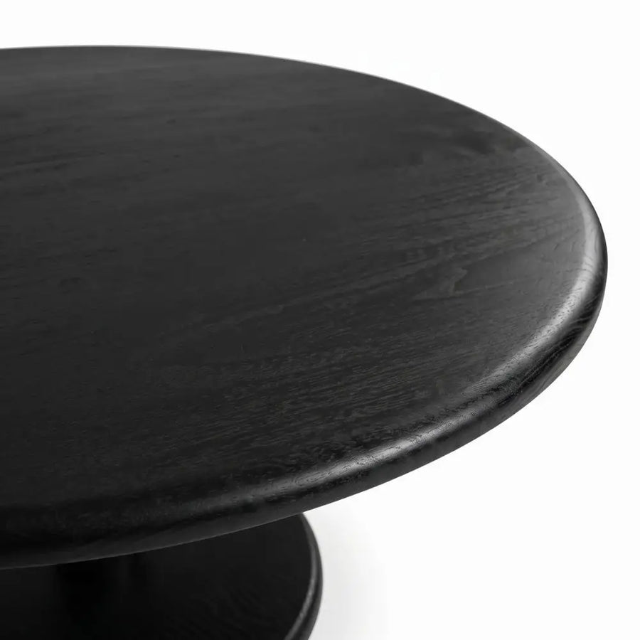 Dorel Beech Wood Round Dining Table | Modern Sculptural Pedestal | Black Color