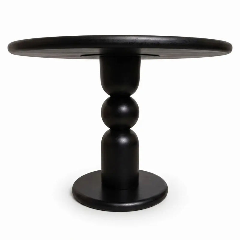 Dorel Beech Wood Round Dining Table | Modern Sculptural Pedestal | Black Color