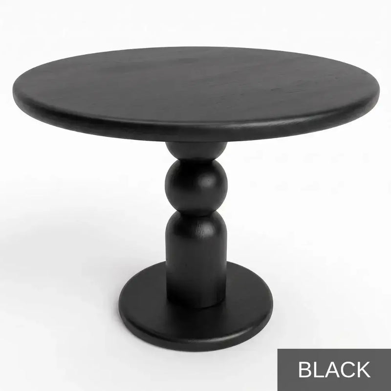 Dorel Beech Wood Round Dining Table | Modern Sculptural Pedestal | Black Color