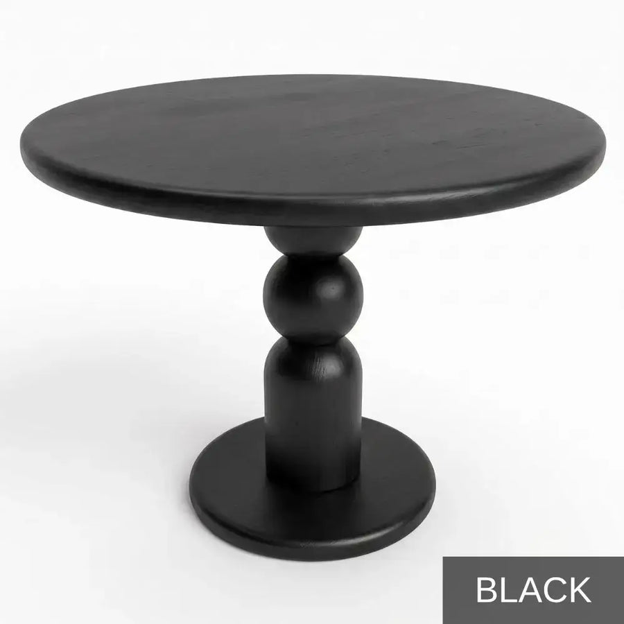 Dorel Beech Wood Round Dining Table | Modern Sculptural Pedestal | Black Color