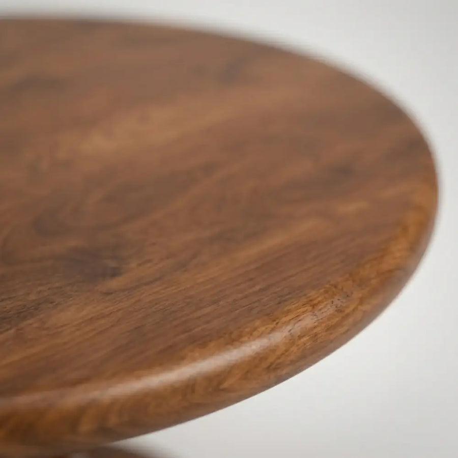 Dorel Solid Walnut Round Pedestal Coffee Table | Mid-Century Modern