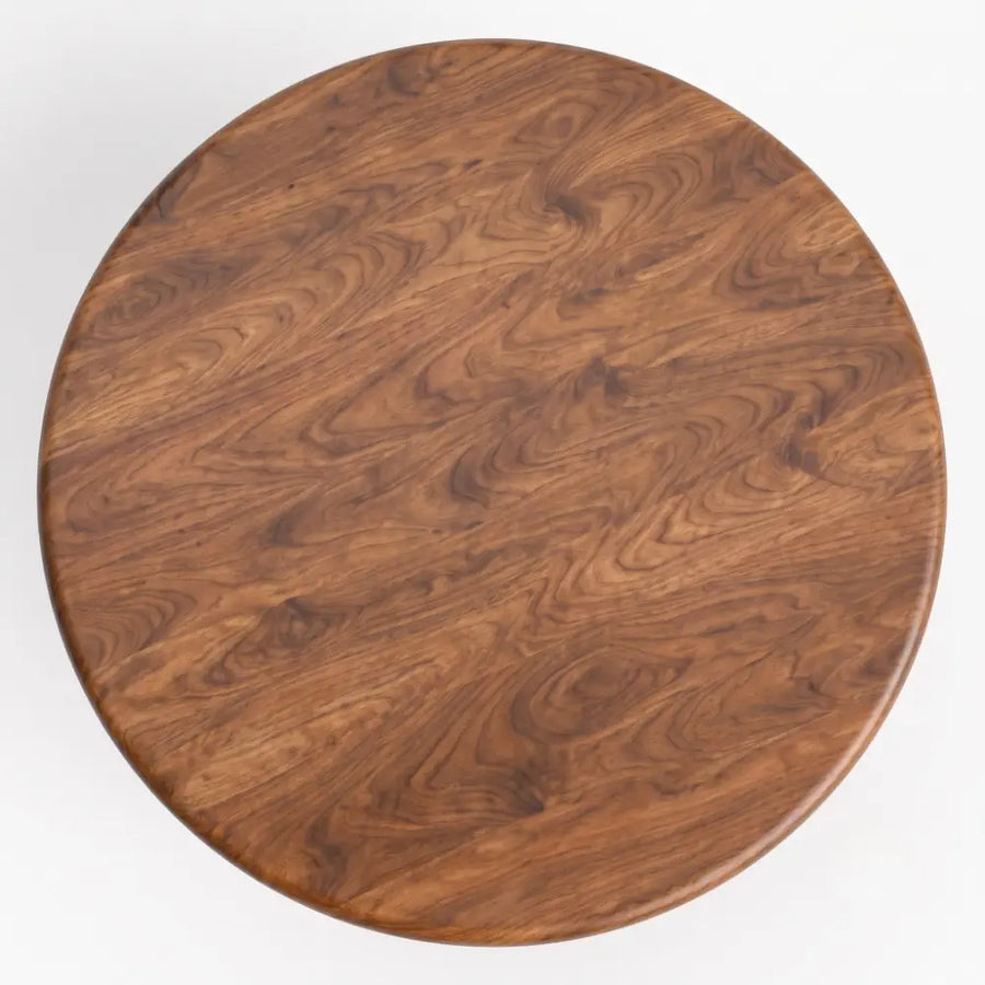 Dorel Solid Walnut Round Pedestal Coffee Table | Mid-Century Modern