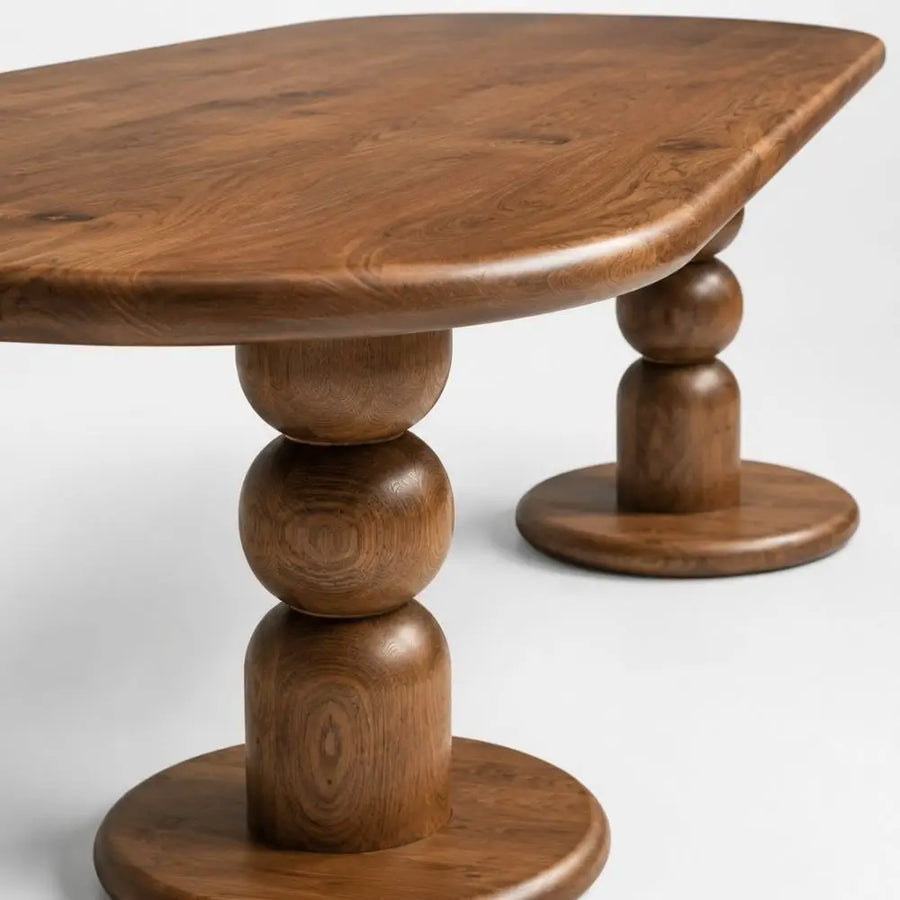 Dorel Oval Walnut Dining Table | Double Pedestal Base