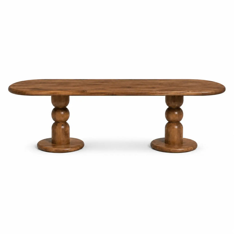 Dorel Oval Walnut Dining Table | Double Pedestal Base