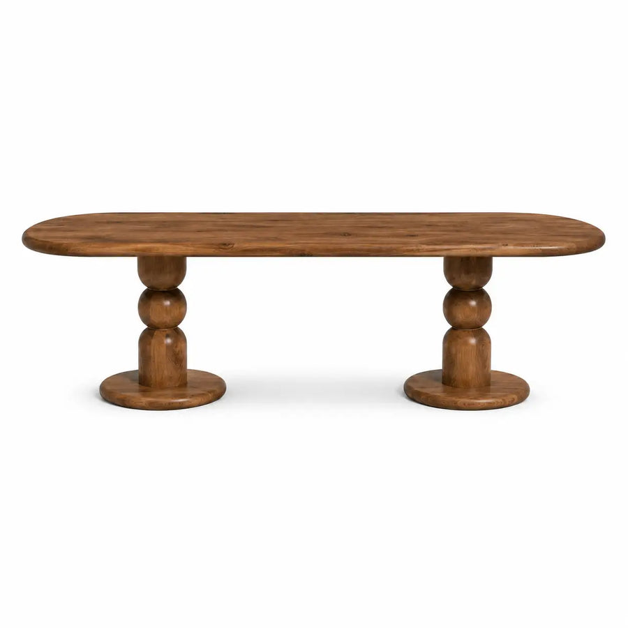 Dorel Oval Walnut Dining Table | Double Pedestal Base