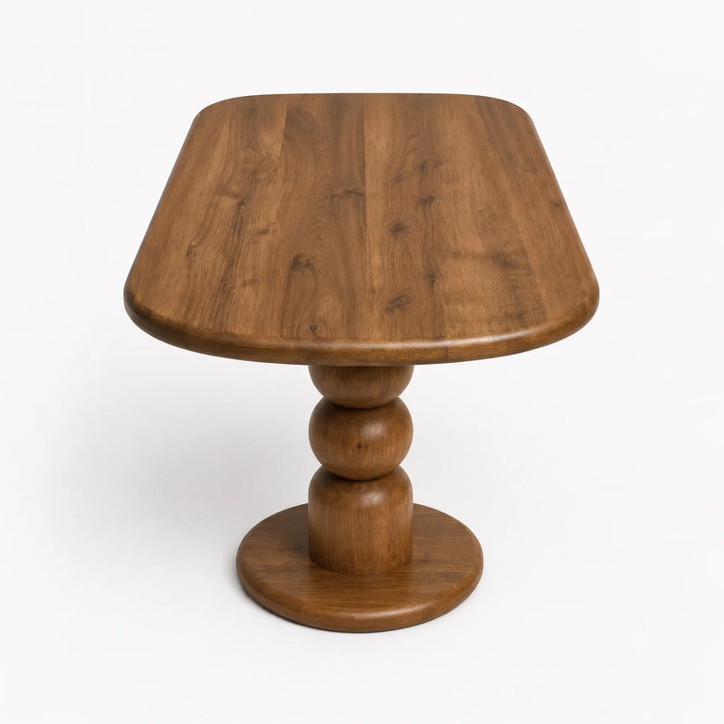 Dorel Oval Walnut Dining Table | Double Pedestal Base