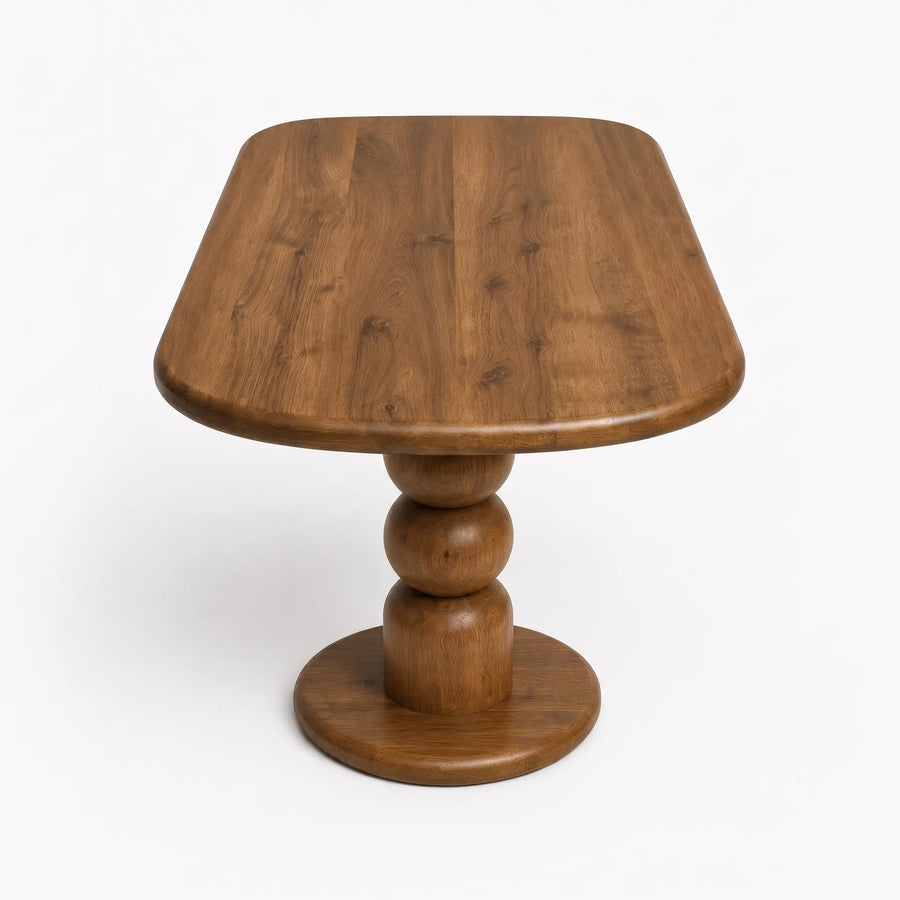 Dorel Oval Walnut Dining Table | Double Pedestal Base
