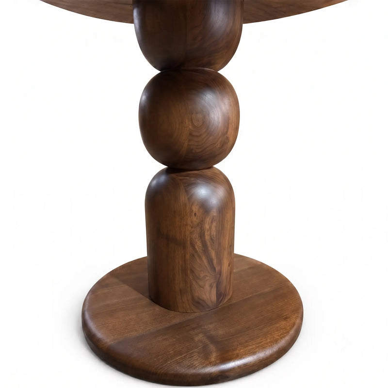 Dorel Square Walnut Dining Table with Sculptural Base – Modern Pedestal Design
