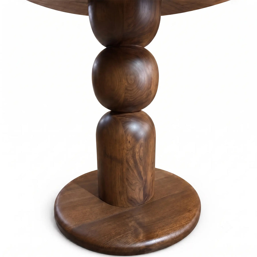 Dorel Square Walnut Dining Table with Sculptural Base – Modern Pedestal Design