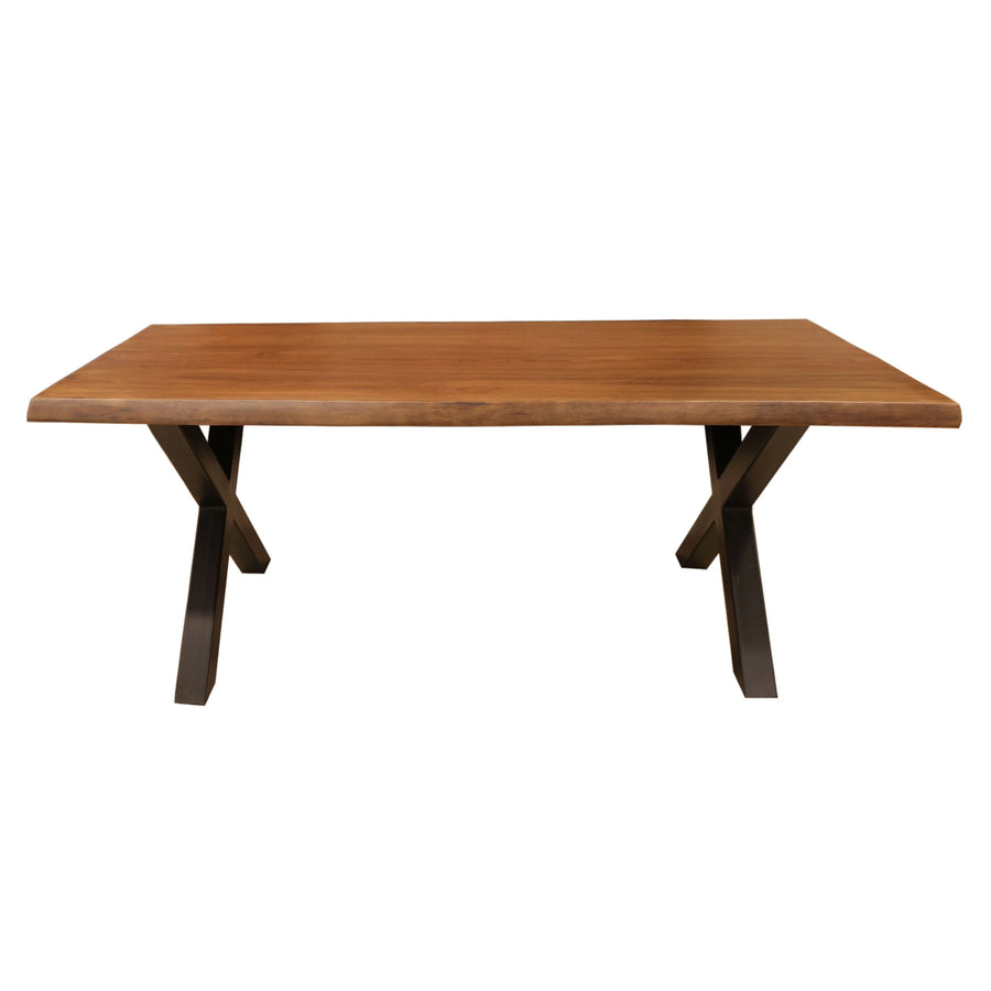 Close-up of the pine wood tabletop, highlighting its natural grain and matte finish