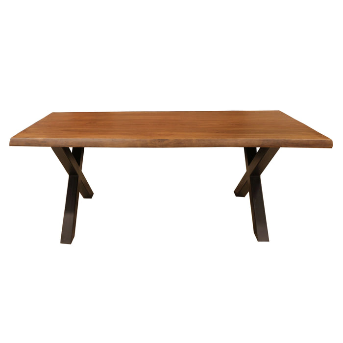 Close-up of the pine wood tabletop, highlighting its natural grain and matte finish