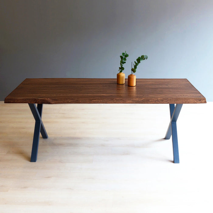 Zoomed-in shot of the black metal legs, emphasizing their sleek design and durability