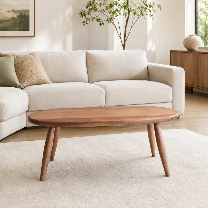 Elise Oval Coffee Table - Solid Walnut Wood