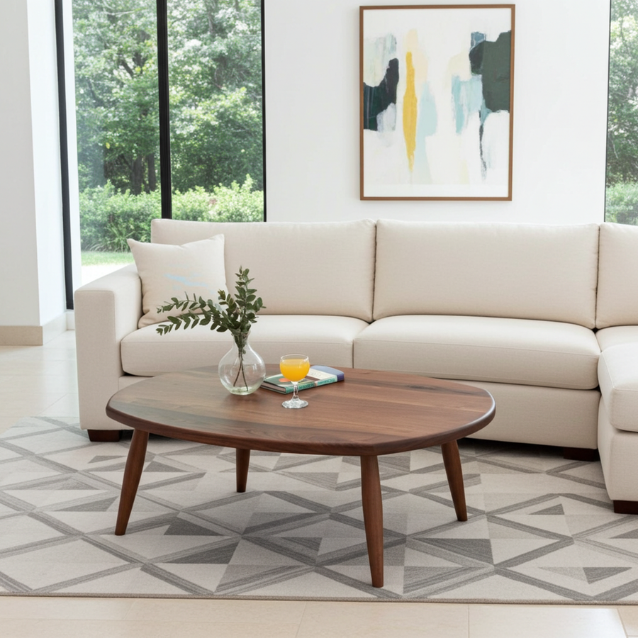 Elise Oval Coffee Table - Solid Walnut Wood