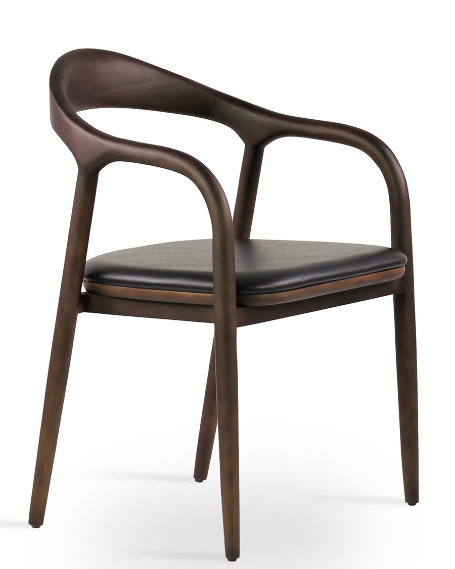 Elliot Upholstered Wood Armchair | Industrial Modern Dining Chair