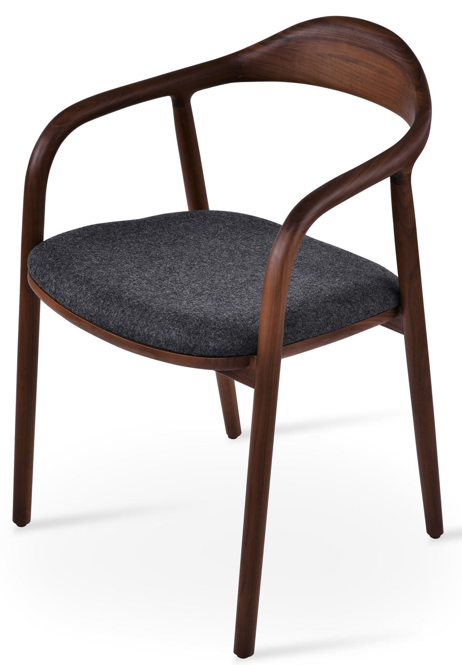 Elliot Upholstered Wood Armchair | Industrial Modern Dining Chair